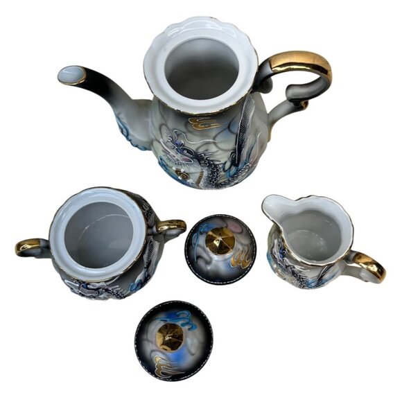 Vintage FW Woolworth Co Ucagco Dragonware Teapot Creamer and Sugar - Picture 6 of 13